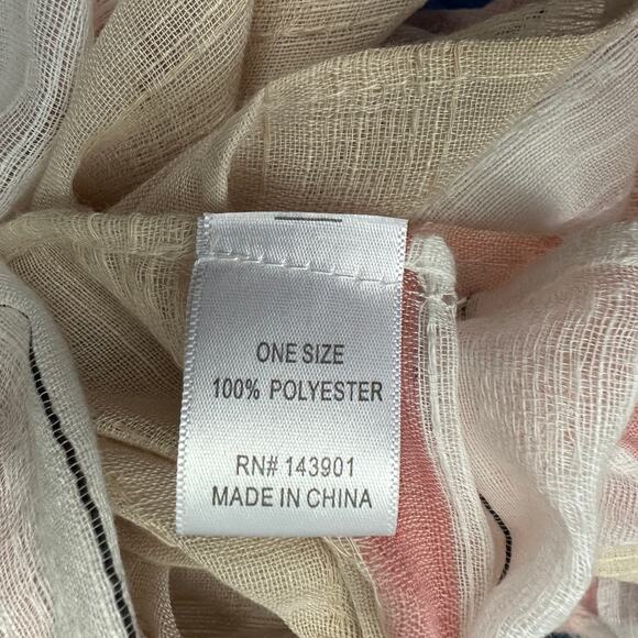 Coco + Carmen Open Front Kimona Peach White Pink One Size Polyester - Picture 3 of 8